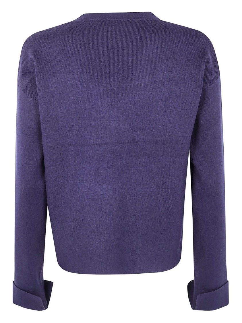 Blugirl V-Neck Sweater With Rhombus Pattern And Embellished Detailing