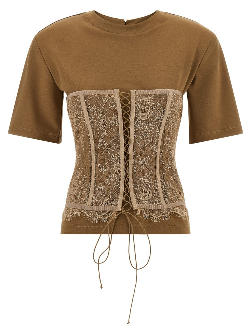 Giuseppe Di Morabito Bustier T-Shirt With Lace Appliqué And Back Zip Closure
