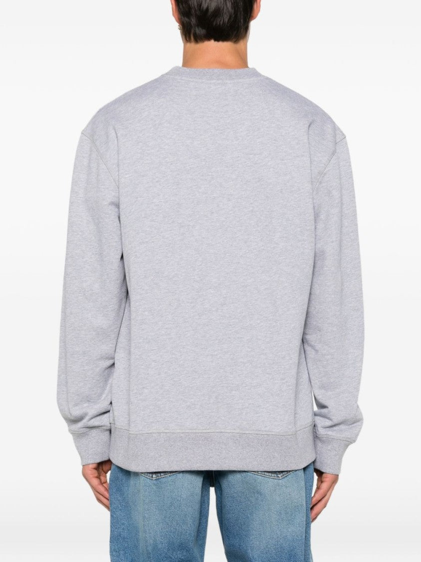 Balmain Grey Relaxed Fit Cotton Minimalist Logo Sweater