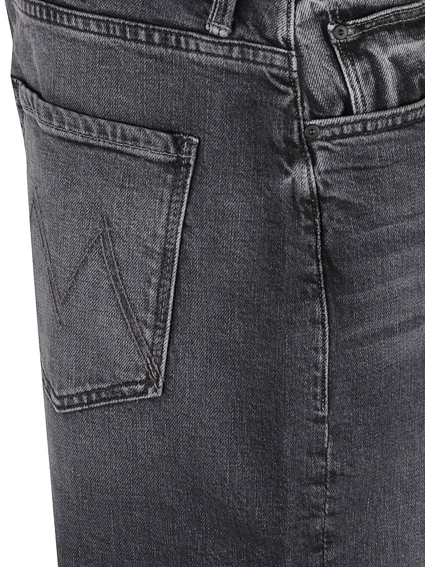 Mother Cropped Jeans With Faded Black Wash And Relaxed Fit