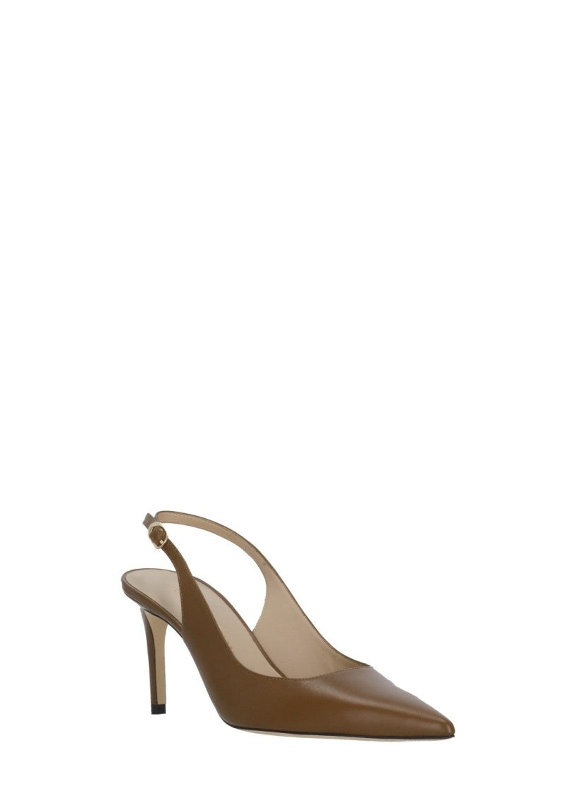 Stuart Weitzman Brown Power 75 Ankle Strap Slingback Pumps