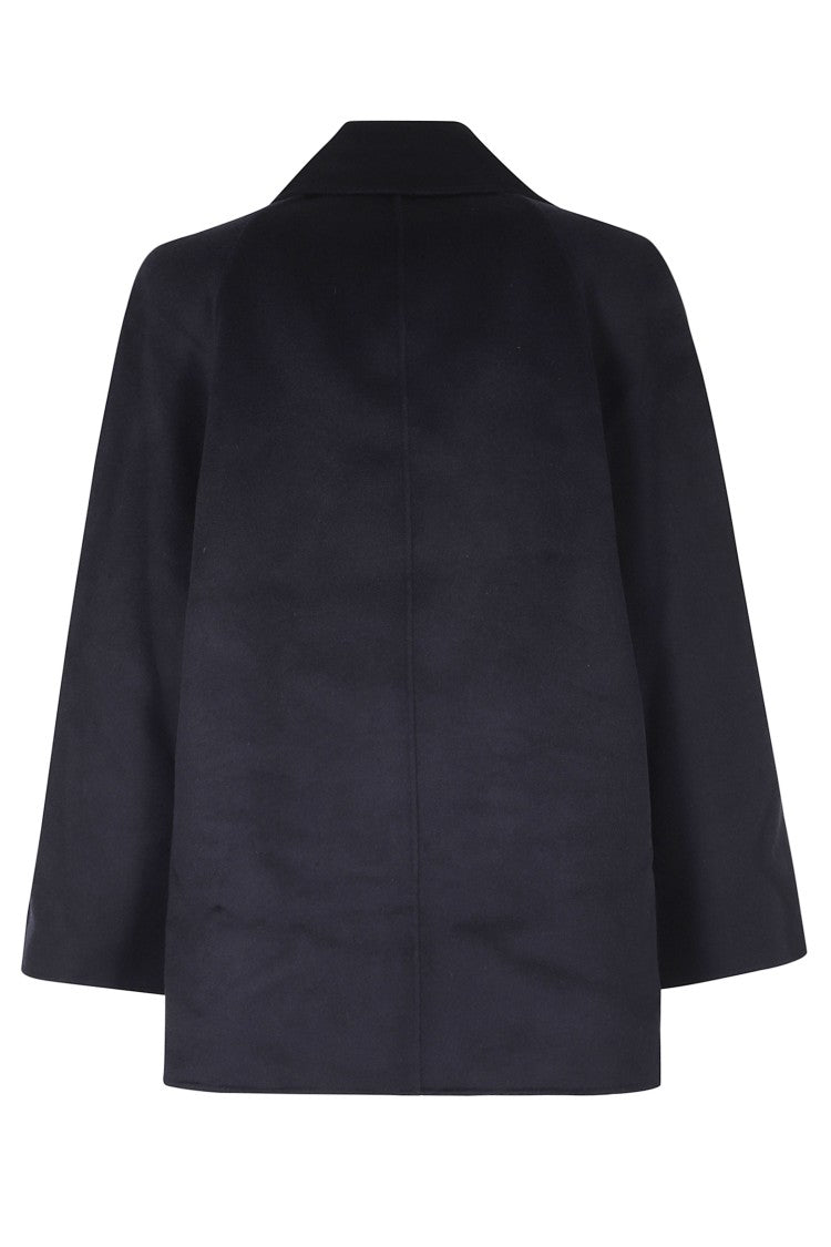Loulou De Saison Blue Neil Double-Breasted Cut-Away Lapel Wool Coat
