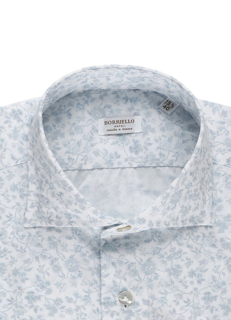 Borriello White Floral Print Cotton Casual Shirt