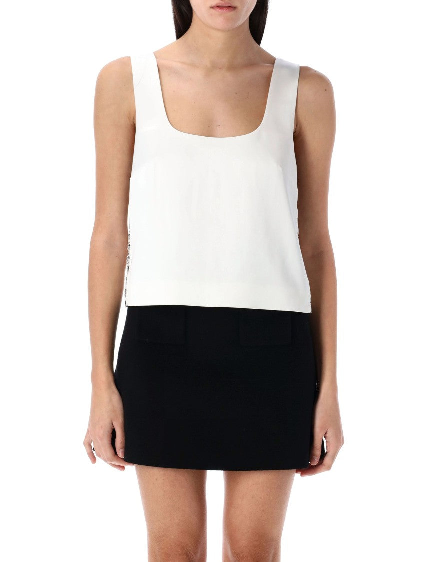 Self-Portrait White Bonded Satin Vest