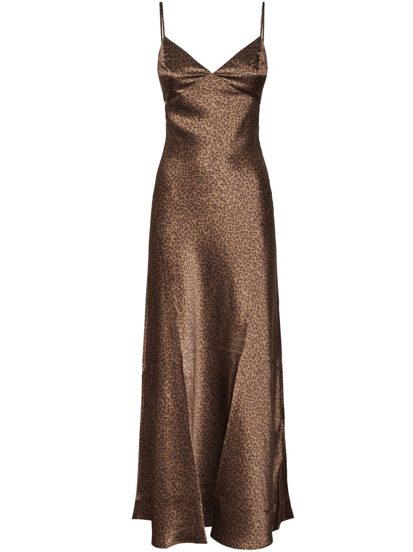 Mc2 Saint Barth Flowing Pastel Leopard Print Silk Maxi Dress