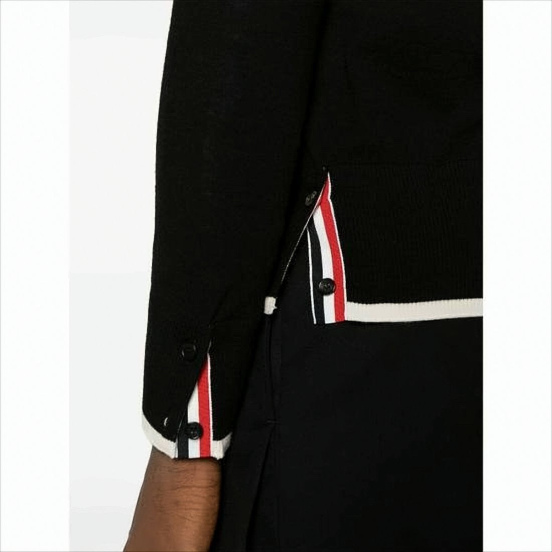 Thom Browne Black Wool Cardigan With V-Neck