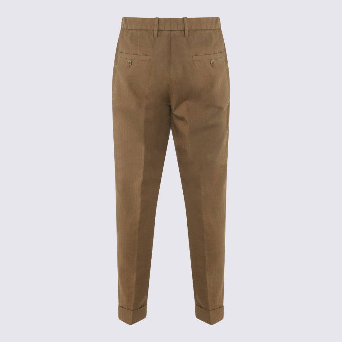 Gta Il Pantalone Tailored Brown Trousers With Pleated Front And Cuffed Hem