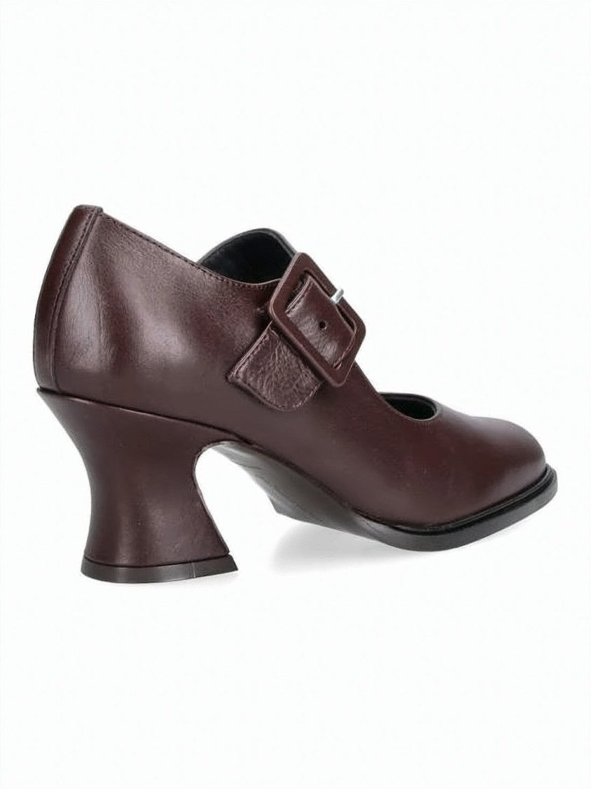 Paloma Wool Burgundy Leather Mary Jane Pumps