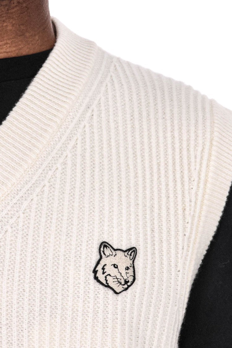 Maison Kitsuné Oversize Fit Ribbed Merino Wool Vest