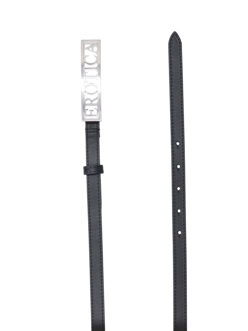 Dondup Black Nappa Leather Adjustable Belt