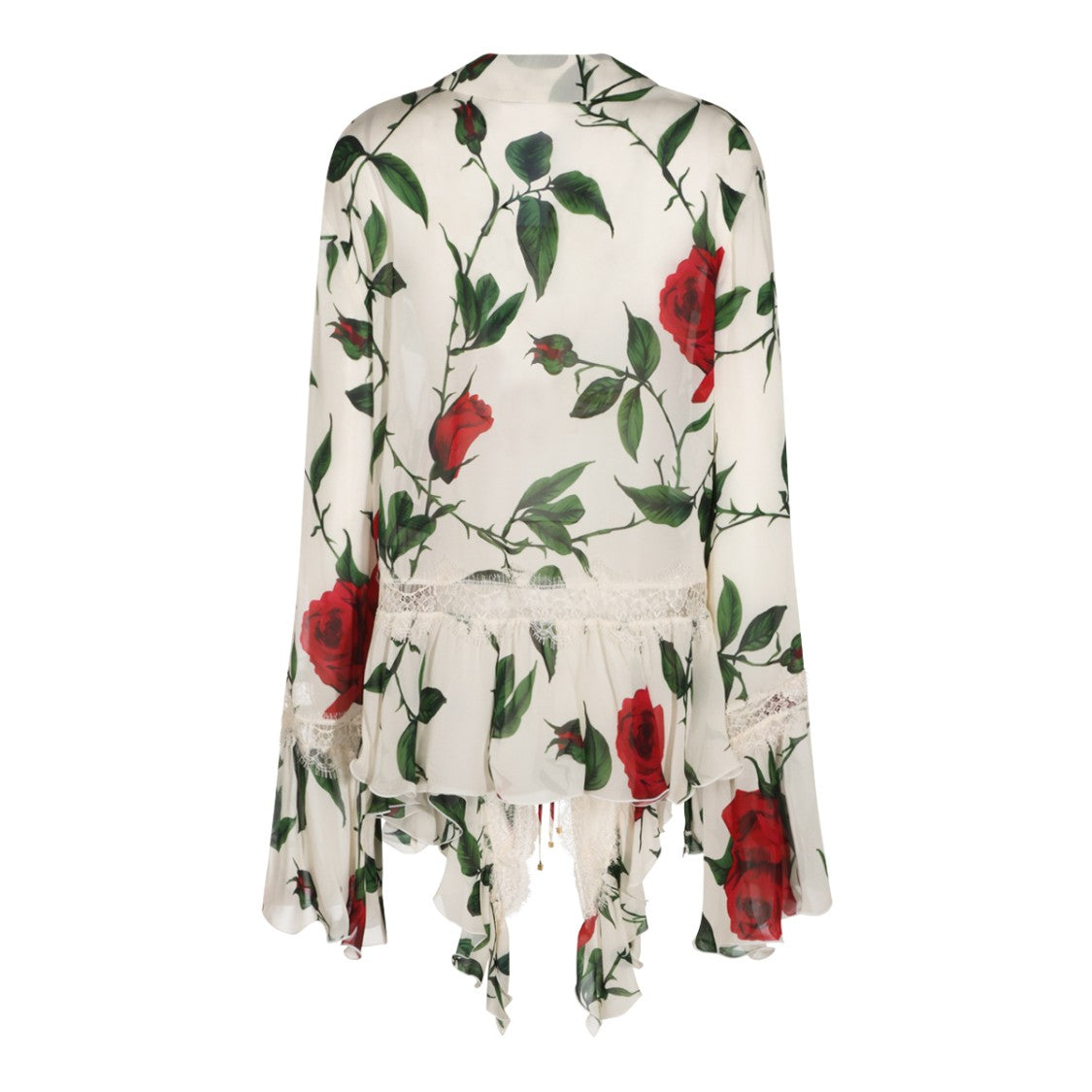 Blumarine Multicolor Amber Floral Print Viscose Lace-Trim Shirt