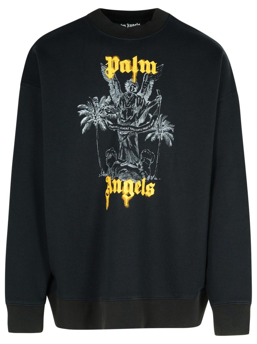 Palm Angels Palms Pencil' Black Cotton Sweatshirt
