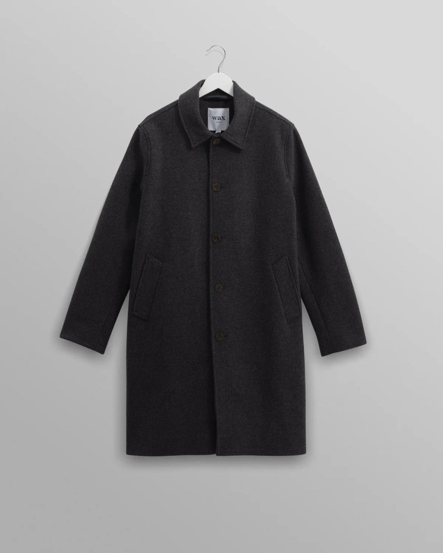 Wax London Mid-Length Charcoal Wool Blend Car Coat