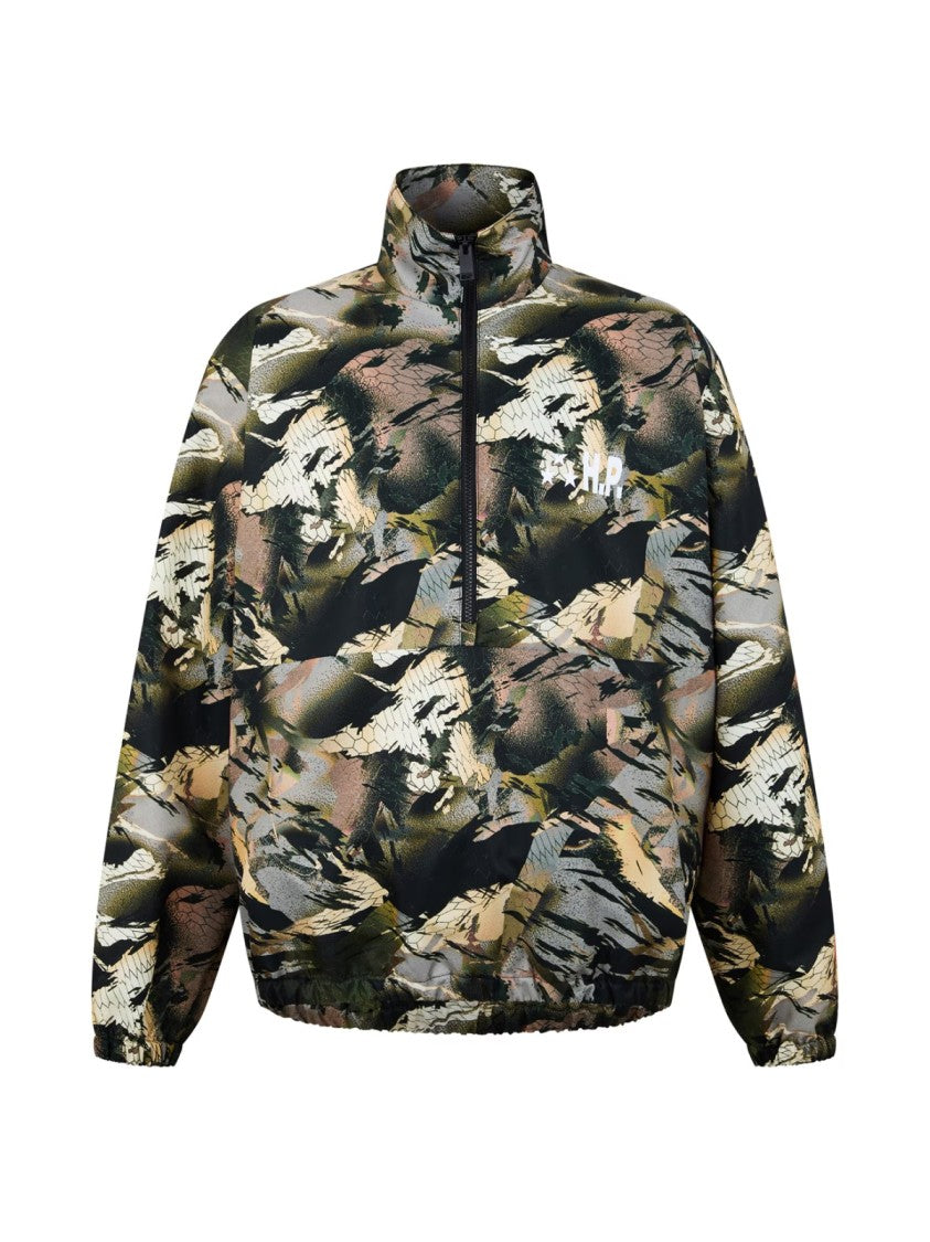 Heron Preston Nylon Camo Logo Tape Windbreaker Jacket
