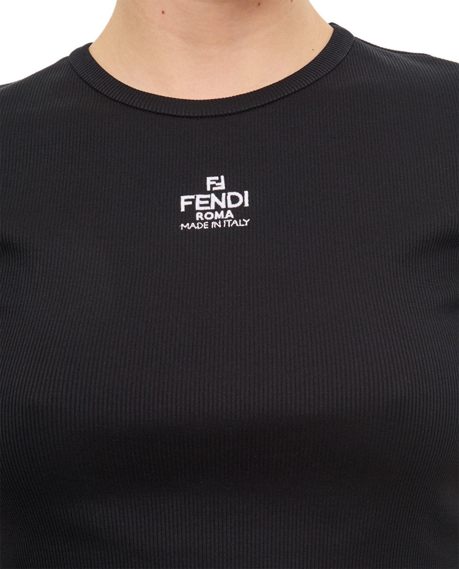 Fendi Ribbed Cropped T-Shirt