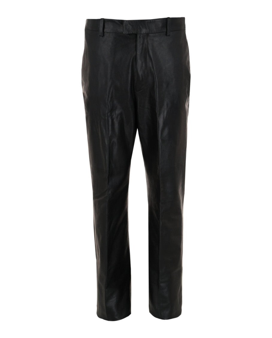 Ferragamo Leather Mid-Rise Pants