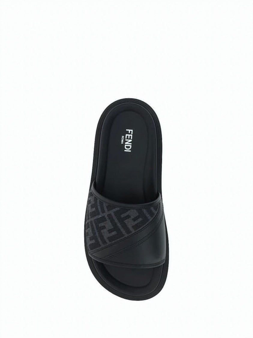 Fendi Fendi Ff Jacquard Diagonal Slide Sandals
