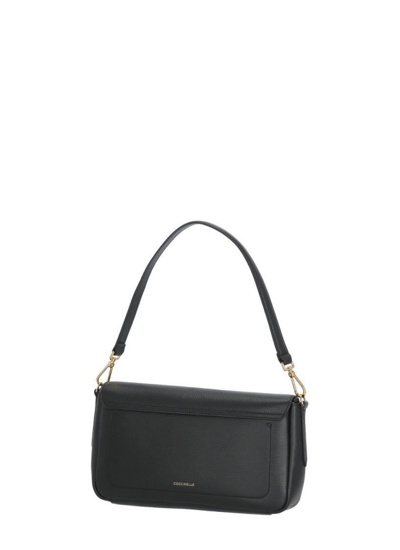 Coccinelle Textured Leather Shoulder Bag With Gold-Tone Lock