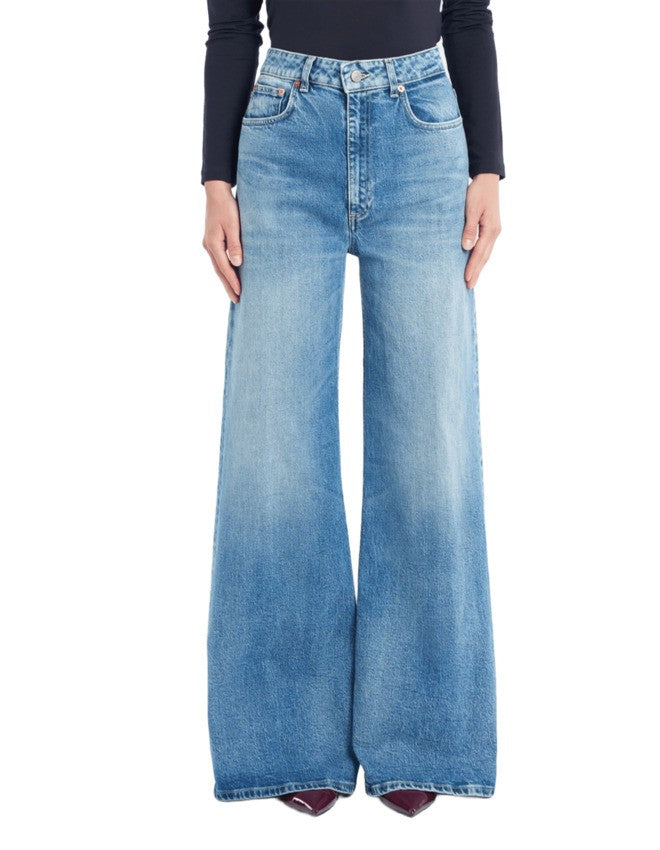 Dondup Wide-Leg Vintage Wash Jeans In Recycled Stretch Denim
