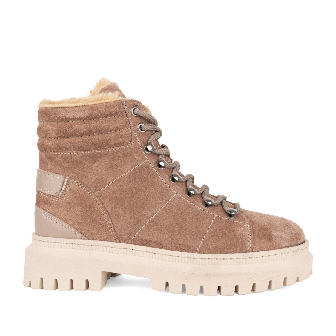 Sergio Moretti Beige Quilted Suede Plush-Lined Boots