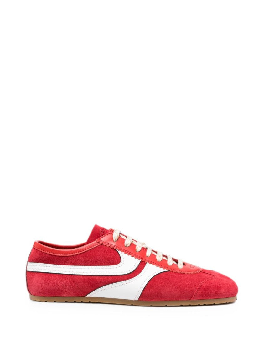 Dries Van Noten Red Suede Sneakers With White Leather Accents