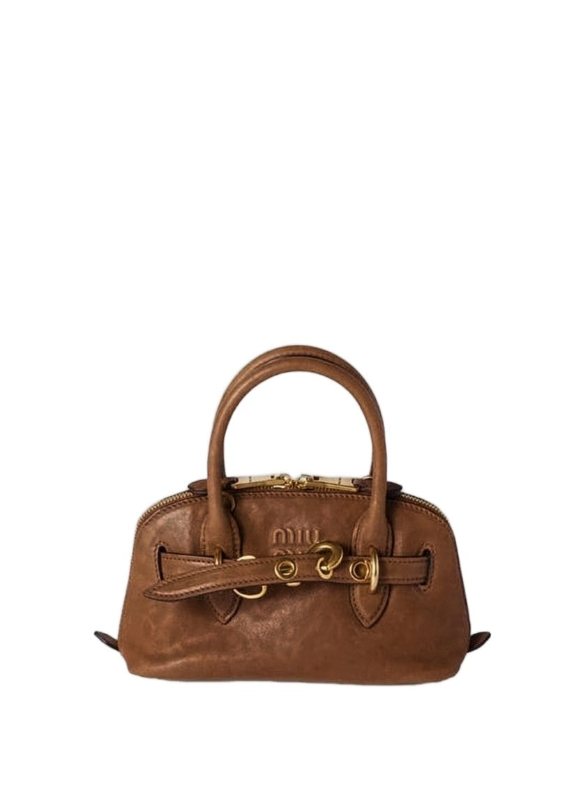 Miu Miu Elongated Brown Lambskin Crossbody Bag