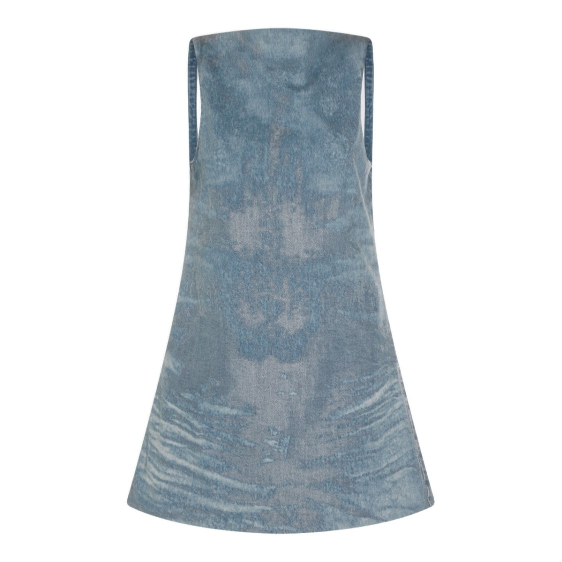 Diesel Sleeveless Flared A-Line Mini Dress In Washed Denim