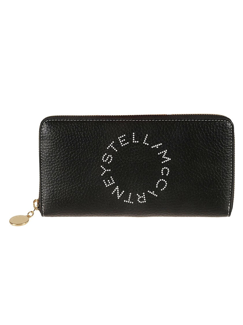 Stella Mccartney Textured Black Wallet With Zip-Around Closure
