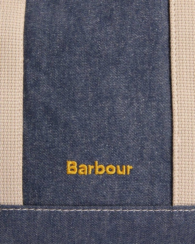 Barbour Denim Handbag With Tartan Accents