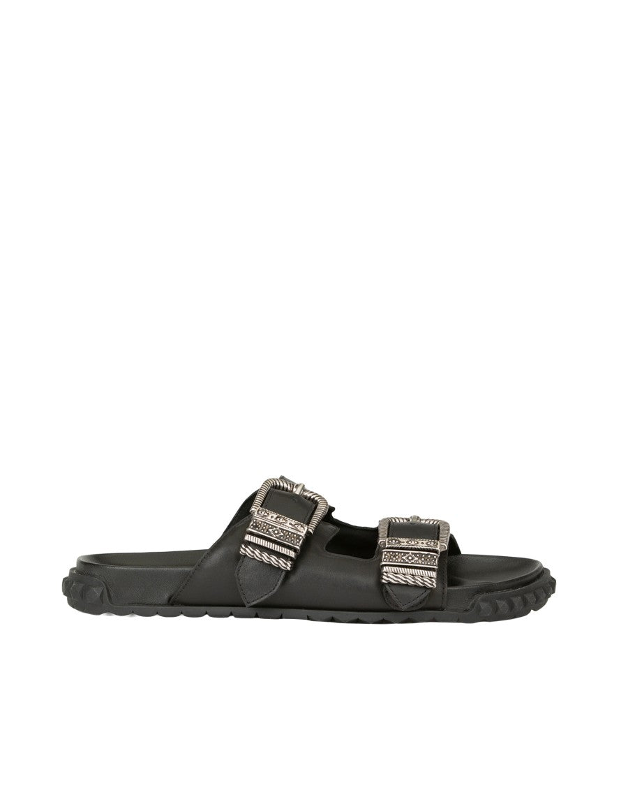 Ash Ciabatta Twister Mustang Black Slip-On Sandals