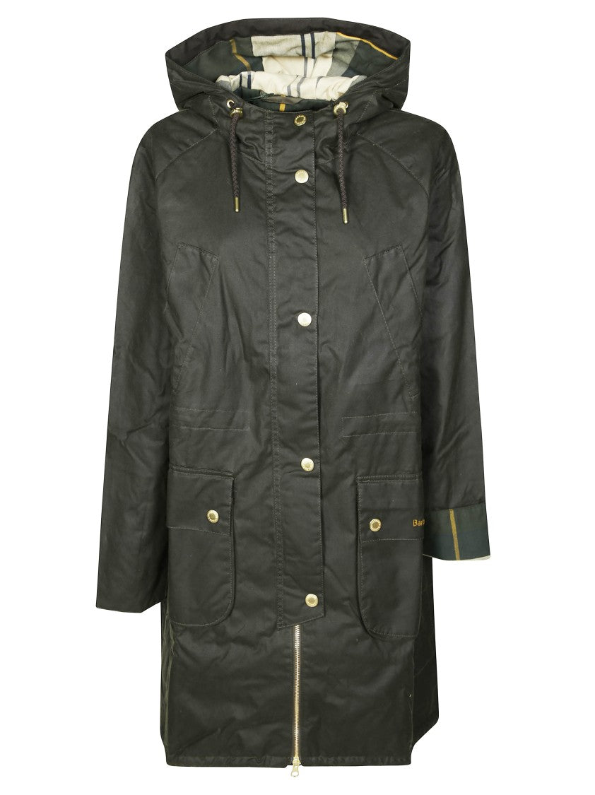 Barbour Mid-Length Waxed Cotton Parka With Adjustable Hood