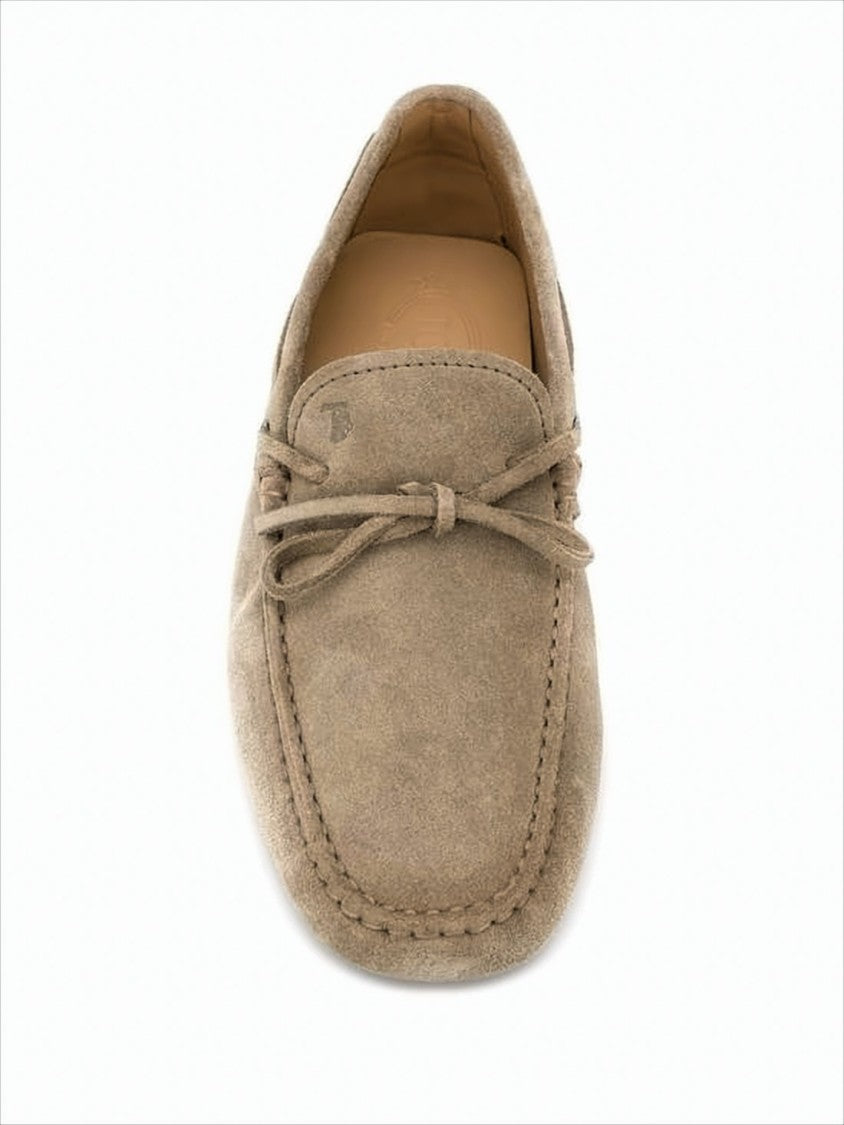 Tod's Brown Suede Moccasin-Toe Loafers With Lace-Up Design