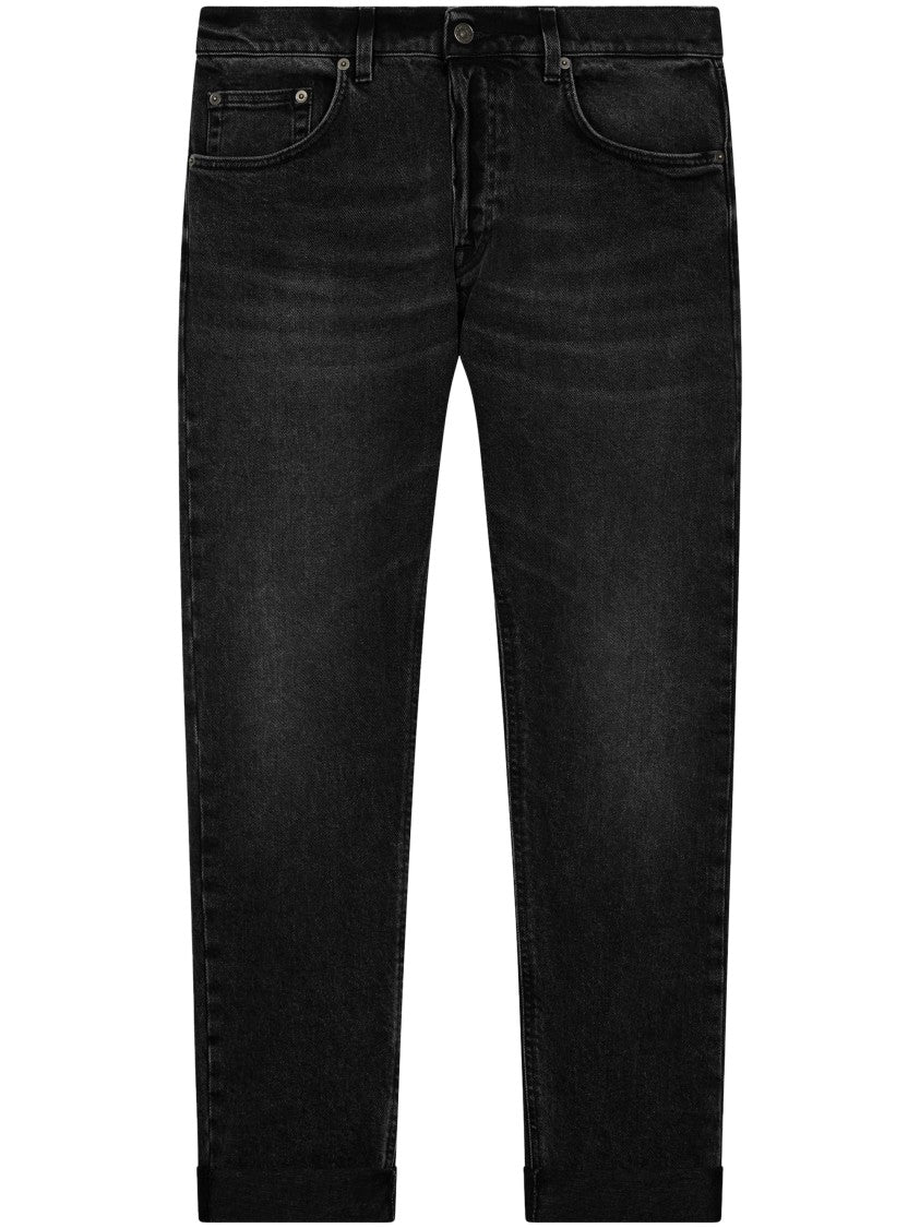 Dondup Slim Fit Black Trousers With Tapered Leg