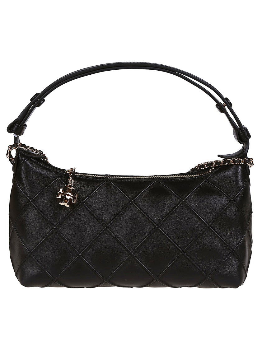 Tory Burch Fleming Quilted Black Pouch Bag