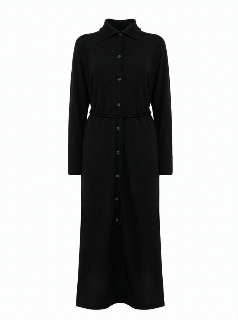 Alpha Studio Extra Fine Merino Wool Button-Up Shirt Midi Dress