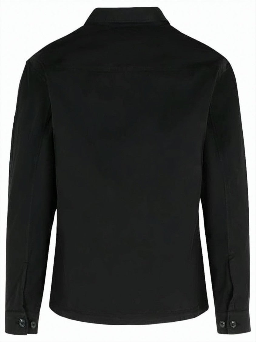 C.P. Company Button-Up Black Casual Jacket With Distinctive Logo Patch