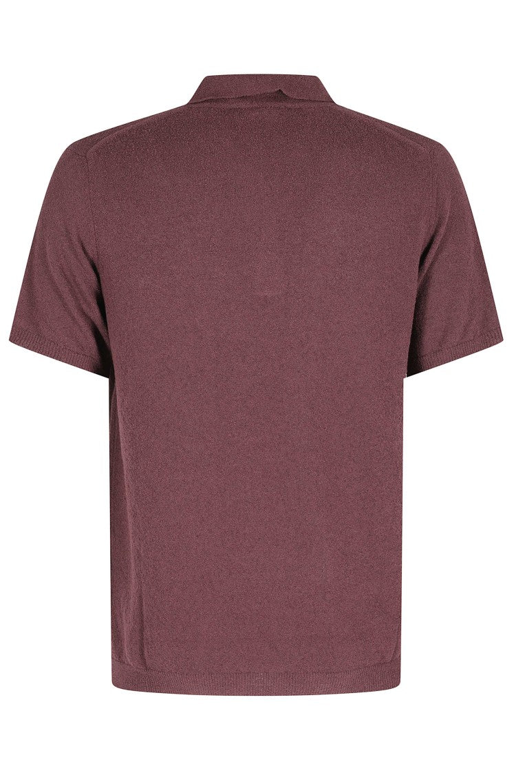 Roberto Collina Bordeaux Light Sponge Short Sleeve Ribbed Trim Cotton-Blend Polo Shirt