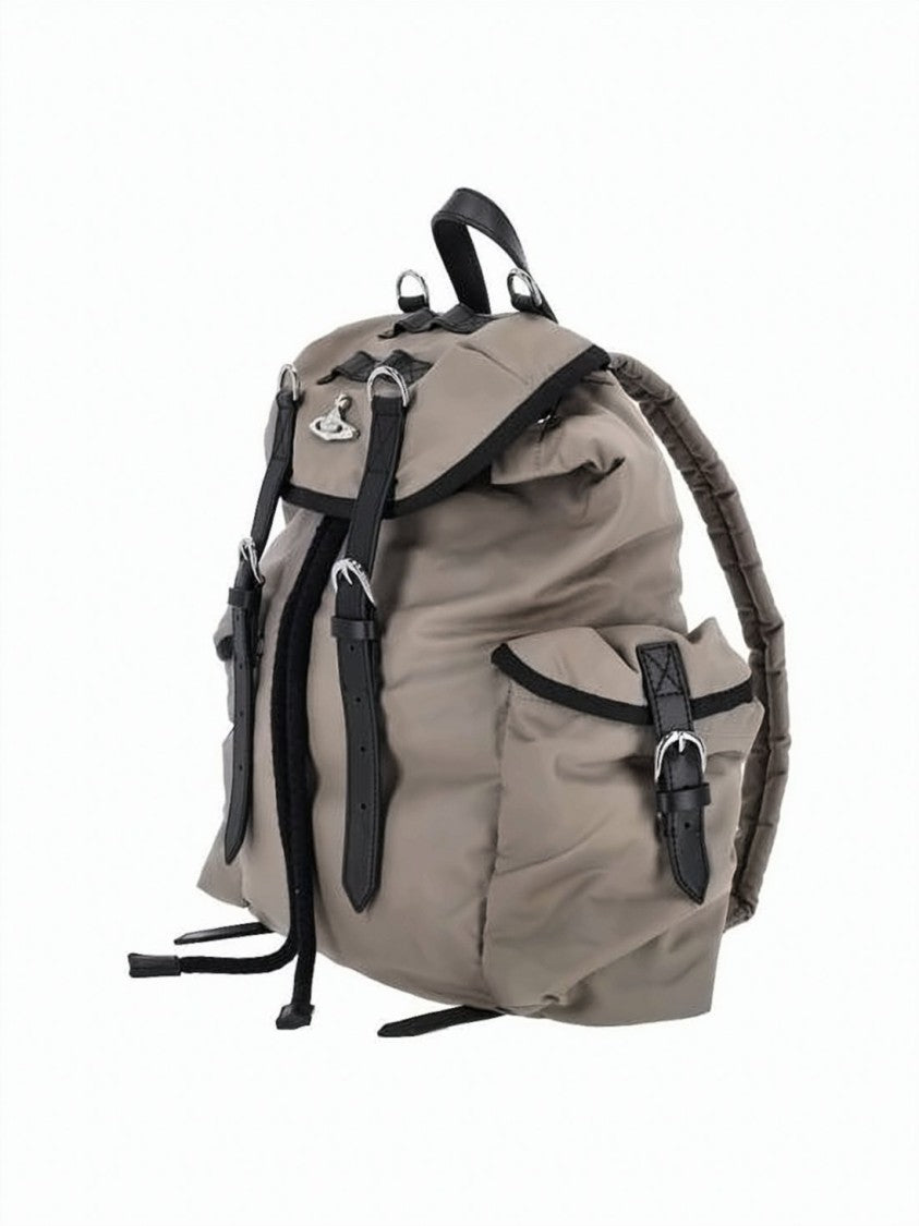 Vivienne Westwood Functional Black Canvas Backpack With Flap Top