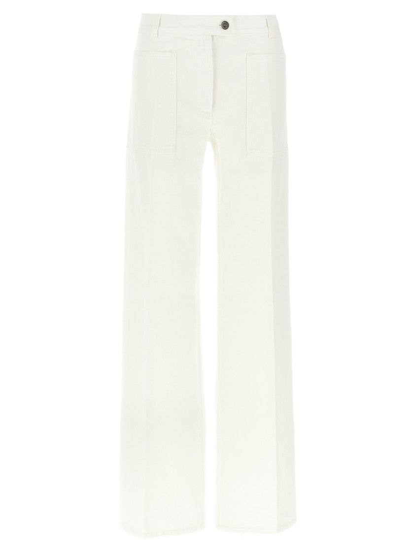 Ferragamo Wide Leg Garment-Dyed Cotton Denim Jeans