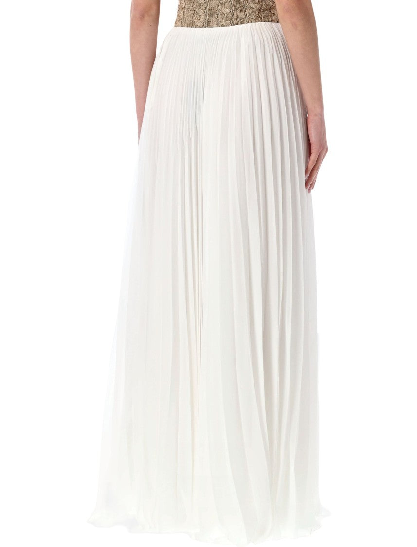 Polo Ralph Lauren Niccola Pleated Trapeze Chiffon Maxi Skirt