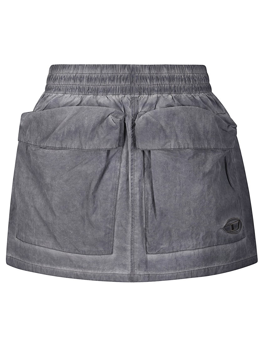 Diesel Technical Fabric Mini Skirt With Front Pockets