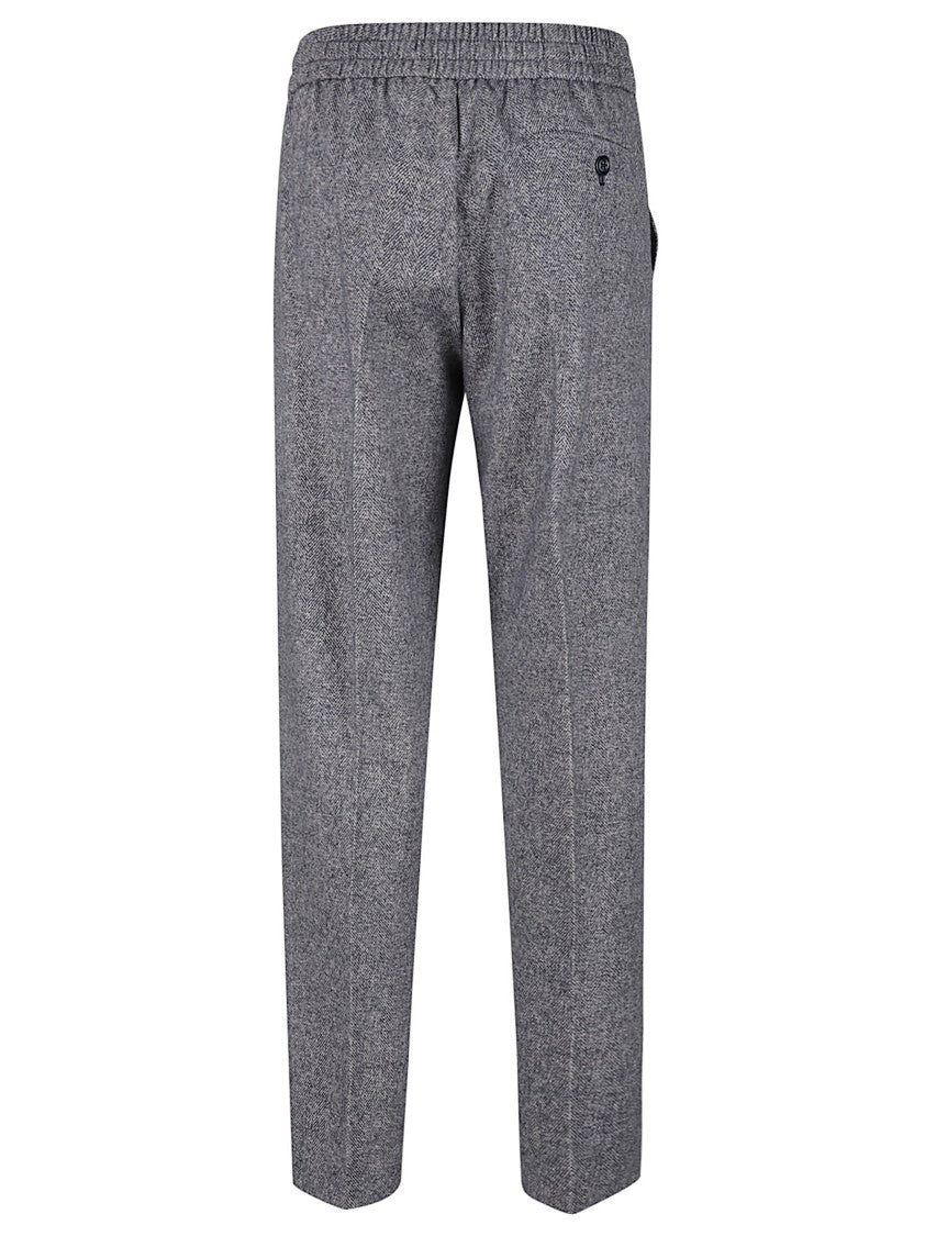 Circolo 1901 Herringbone Pattern Trousers With Elastic Waist And Drawstring