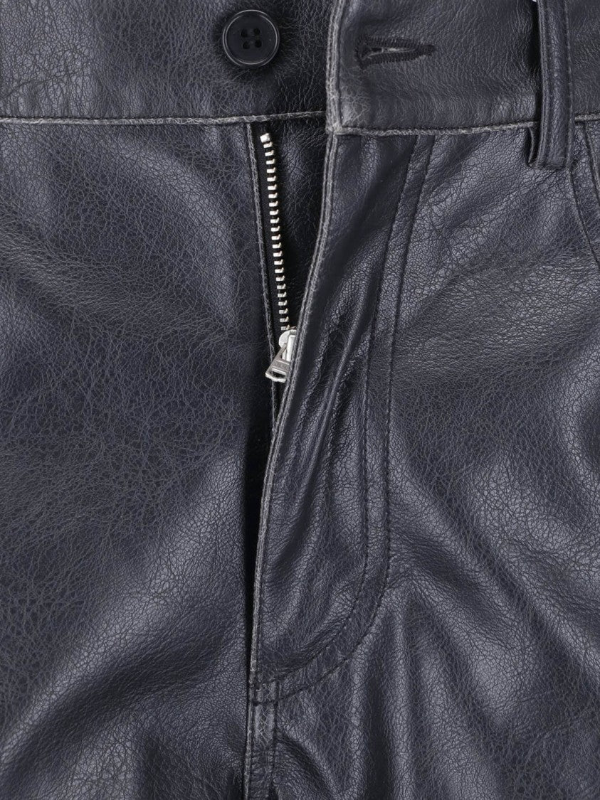 Mm6 By Maison Margiela Black Faux Leather Straight-Leg Shorts