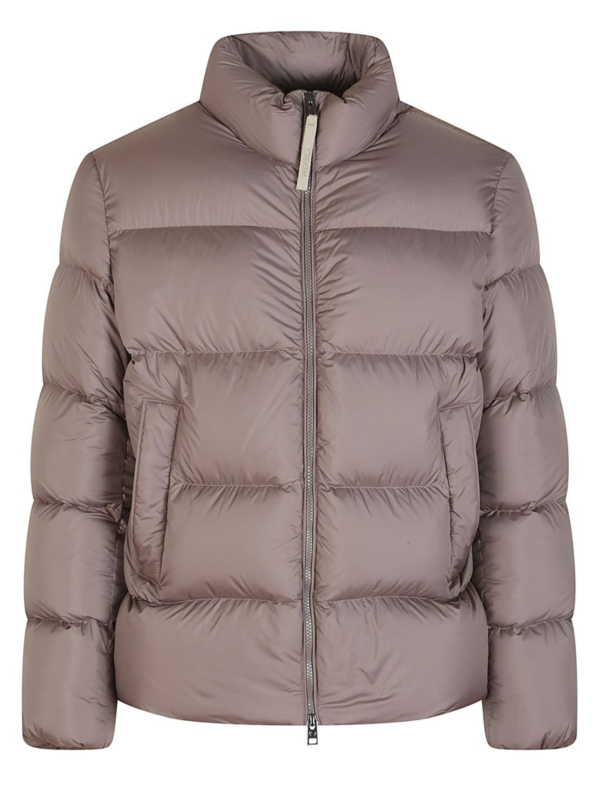 Woolrich Falcon-Colored Nylon Down Parka With Flap Pockets And Drawstring Hem