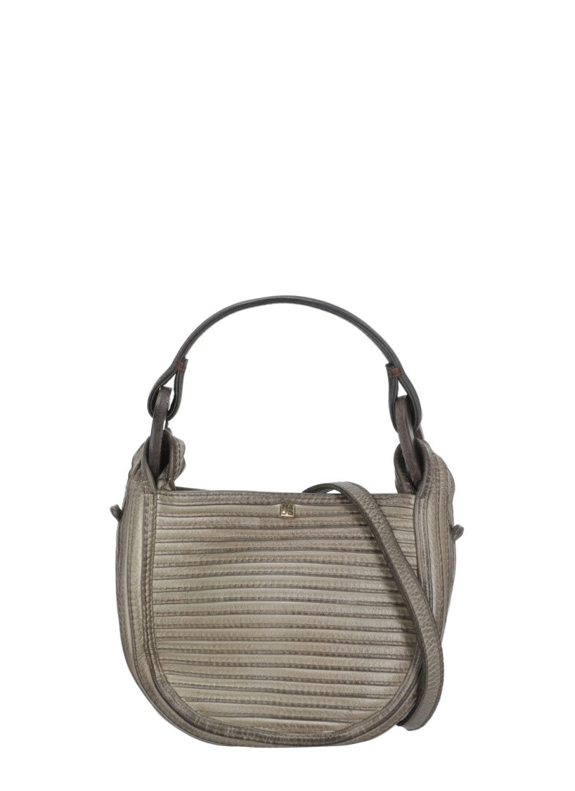 Majo Structured Leather Handbag With Ribbed Texture
