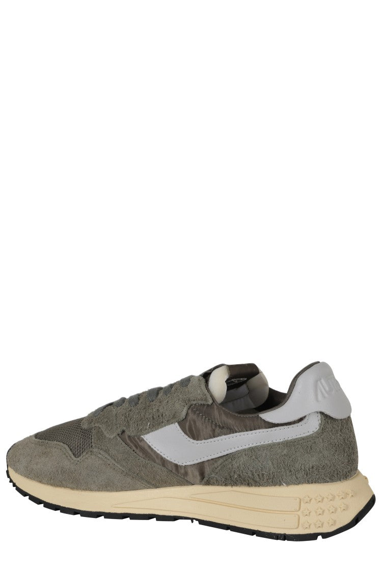 Autry Olive Green Reelwind Low Leather Accents Nylon Sneakers