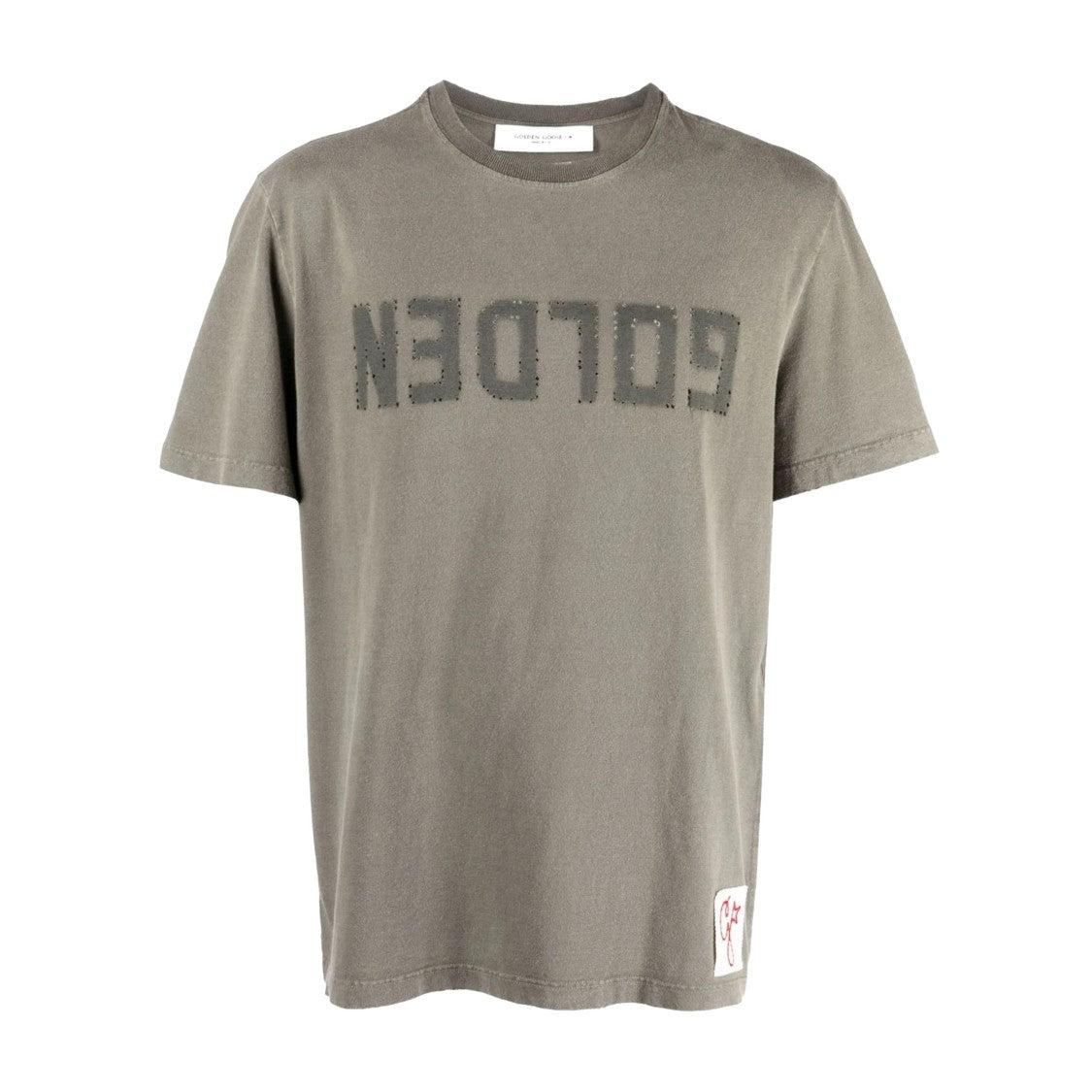 Golden Goose Green Cotton Regular T-Shirt With Inverted Logo Design