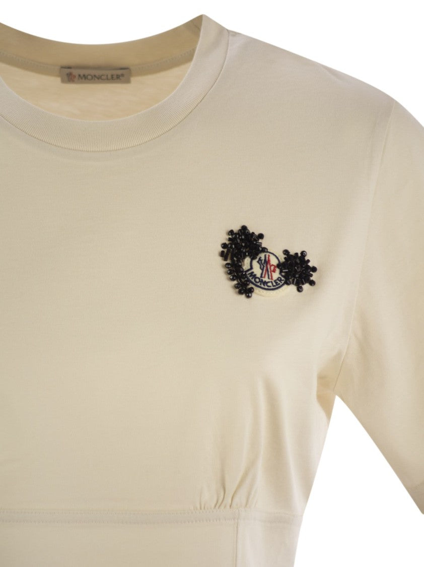Moncler Cotton T-Shirt With Handmade Beads