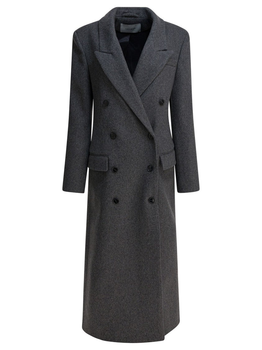 Ivy & Oak Double-Breasted Long Coat With Wide Lapels