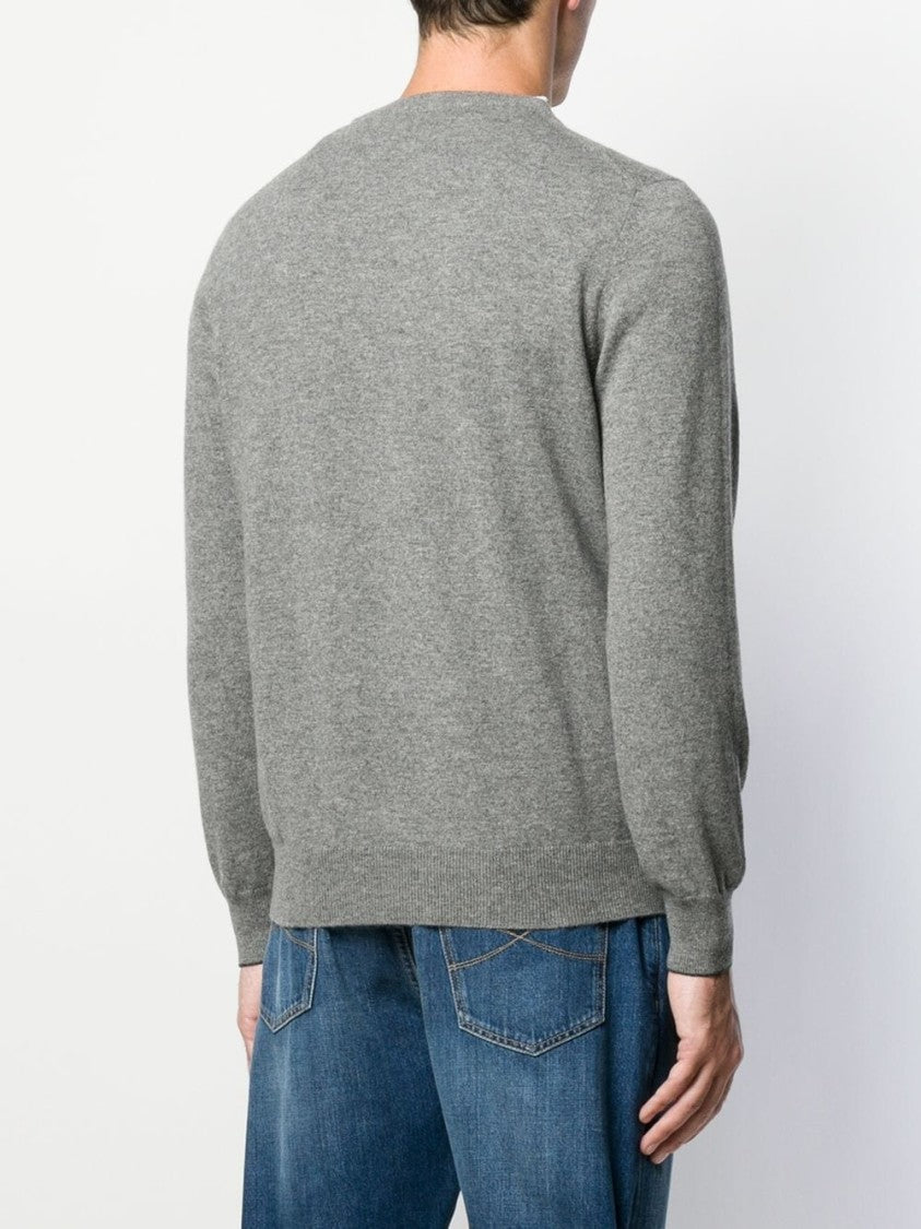 Brunello Cucinelli Grey Wool Crew Neck Long Sleeve Knitwear